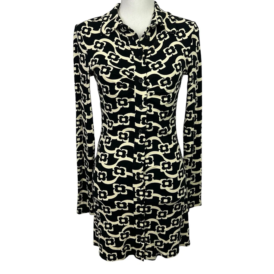 Hurley Women’s Dress Sz XS Multi Colors Stretch Button Front Long Sleeves - Image 1 of 4