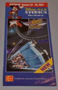 Disney MGM Studios Guide 2001 mapa Rock'n Roller Coaster Staring Aerosmith Mickey - Imagen 1 de 6
