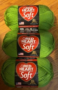 New in Packages Lot of 3 Skeins Red Heart Soft 5oz/256 yds Yarn Guacamole Med 4 - Picture 1 of 8