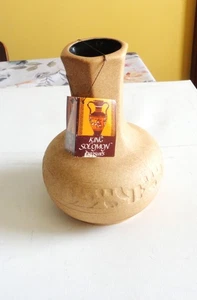 Lapid Israel Pottery Vase Carved King Solomon Treasures Ritvo Midcentury Modern - Picture 1 of 16
