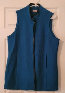 Chico’s 100% Wool Long Line Vest Teal Women's Size 2 (Large) Coat Sweater Jacket - Picture 1 of 6