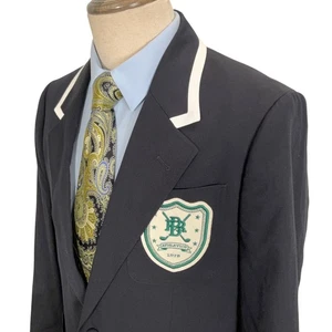Banana Republic Blazer Men 48M Navy Havana School Boy Crest Uniform Jacket - Picture 1 of 8