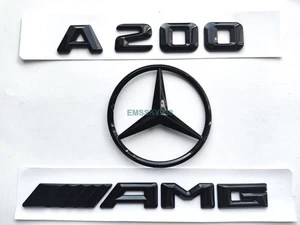 Gloss Black 82mm Rear Badges Emblems For Mercedes A-Class W176 A200 (2012-2018) - Picture 1 of 5