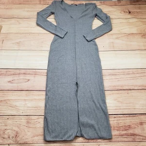 Zara Dress Womens Small Gray Maxi Long Sleeve Slit Pencil Stretch Ladies S - Picture 1 of 8