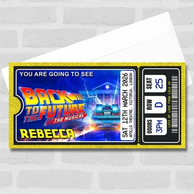 THECARDZOO Back To The Future Musical Show Theatre Custom Surprise Ticket Gift Voucher