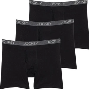 Men Jockey 3-Pack Sz XL Boxer Briefs Staynew Cotton Blend Underwear Black Color - Picture 1 of 7