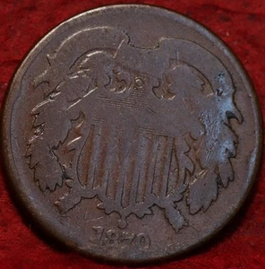 1870 Philadelphia Mint Copper Two Cent Coin - Picture 1 of 2
