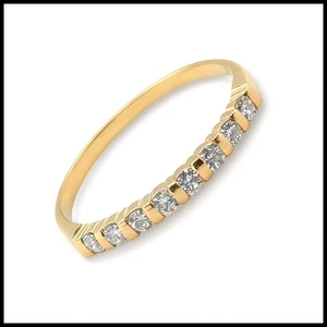 18K 750 Yellow Gold Half Memory Ring RS 58 / 0,36CT T Diamonds Eternity like new - Picture 1 of 24
