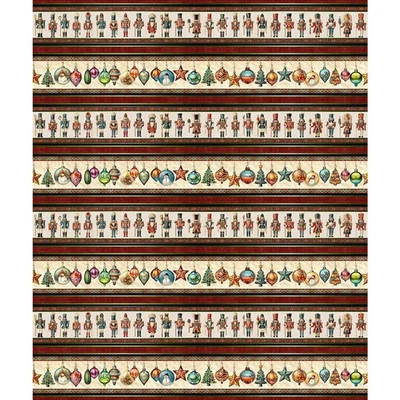 QUILTING TREASURES Wonderful Christmastime Nutcracker Repeating Stripe 30334 X Fabric by half yd