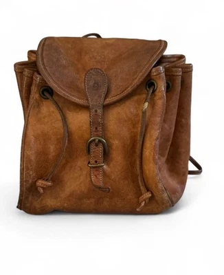 Bolso de Cuero Il Bisonte con Cordón en Marrón Camel Hecho en Italia Foto 1 de 4