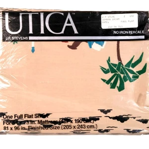 1978 MID MOD Utica SAHARA DREAM Camel NOS Full Flat Sheet Vintage 180 Thread USA - Picture 1 of 7