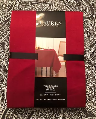 Ralph Lauren TUXEDO Pomegranate 60 x 84" Red Herringbone Tablecloth -- NWT - Image 1 of 3