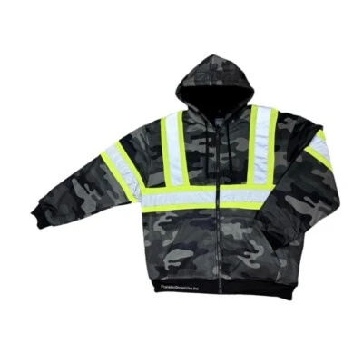 Black Camo Soft Sherpa Lined Hoodie Full Zip Fleece Lining Heavy Duty Sweatshirt - Image 1 of 3