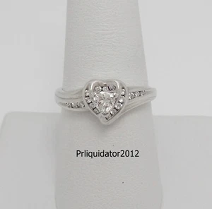 1/2CT Natural Diamond Heart Halo Engagement Wedding Ring Bridal 14K White Gold - Picture 1 of 14