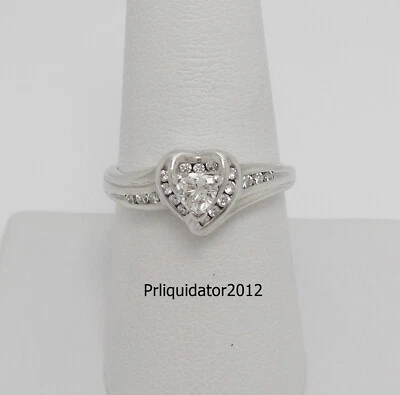 1/2CT Natural Heart Diamond Anniversary Engagement Wedding Ring 14K White Gold - Image 1 of 4