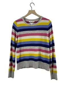 C&C California Women's Medium 100% Cashmere 2-ply Striped Crew Neck Sweater - Picture 1 of 9