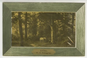 Art Postcard Autumn by P.A. Schippens - Horse & Cart In Forest c1910 vintage G1 - Picture 1 of 2