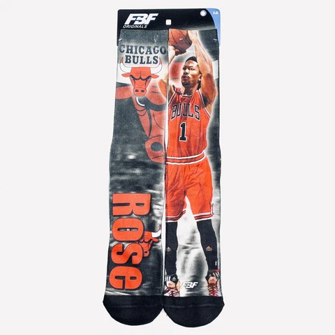 Chicago Bulls NBA FBF Originals Rose #1 Team Graphic Socks Large Sz 10-13 NWT Cover