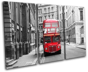 London Retro Bus City TREBLE CANVAS WALL ART Picture Print VA - Picture 1 of 1