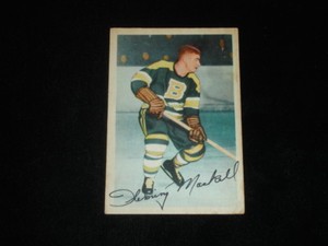 1953-54 Parkhurst Hockey Card-Fleming Mackell-Boston Bruins-#91-Weak EX