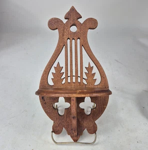 Applique da parete vintage Foresta Nera lira mensola portagioie legno massello taglio traforato lavoro - Foto 1 di 17
