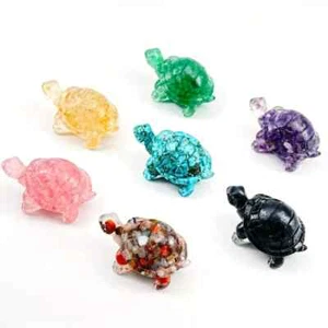 Handcrafted Crystal Tortoise Quartz Statue Turtle Epoxy Resin Beads UK Stock - Picture 1 of 16