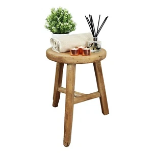 Traditional Circular Milking Stool - Antique - Rustic - in Medium Oak - Picture 1 of 3