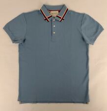 Gucci Boys Blue Stretch Cotton RWB Collar Polo Shirt 12 Women XS to S 455210