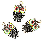 10 Multicolor Black White Color Enamel Owl Silver Bead Drop 23mm Charms Pendants