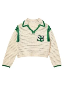 Suéter de crochet Sandro, tejido a mano, crudo (beige) talla XL - Imagen 1 de 8