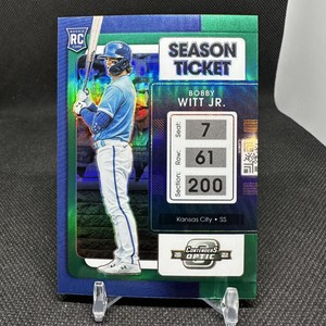 2022 Panini Contenders Optic Bobby Witt Jr Season Ticket Green /75 Prizm Rookie