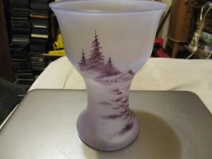 Stunning Satin Glass Vase Hand Painted Czechoslovakia 7.75 inches tall 1930s - Picture 1 of 8