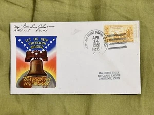Gen LEON W. JOHNSON WWII Medal of Honor Recipient Ploesti Raid Signed FDC Scarce - Imagen 1 de 2