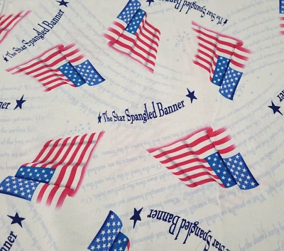 A Nation's Song BTY Quilting Treasures Red Blue Flag Star Spangled Banner White - Image 1 of 3