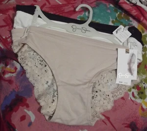 3 NEW JESSICA SIMPSON JS16986 BG ULTRA FLIRTY LACE BACK DETAIL BIKINI PANTIES M - Picture 1 of 2