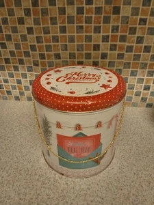 FELIZ NAVIDAD LATA REDONDA GRANDE VACÍA DISEÑO CLÁSICO NAVIDAD BALOCCO ITALIA PANETONE - Imagen 1 de 4