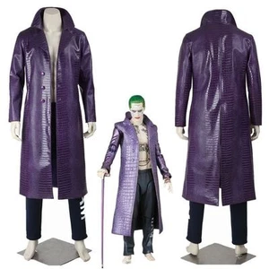 Men's Jared Leto Joker Classic Fashion Costume Suicide Squad Cosplay Purple Coat - Picture 1 of 4