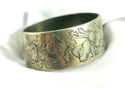 KIRK STIEFF 900-8 Pewter Cuff Bracelet Poppy Floral FLOWER OF THE MONTH - Image 1 of 4