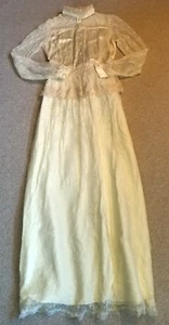 VINTAGE 70er Damen Kleid - Gunne Sax - Elfenbein Satin/Spitze Renaissance Victorian - 11 - Bild 1 von 7
