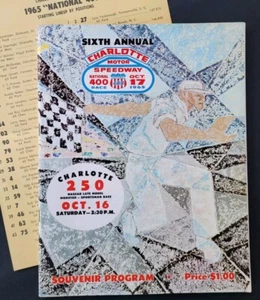 1965 NASCAR Charlotte National 400 Program/Lineup, Fred Lorenzen Win #23 - Picture 1 of 15