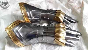 Medieval Gauntlets Armour Metal Gloves New Halloween Party Costume Knight Armor - Picture 1 of 4