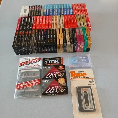 74 Sealed Cassette Tapes & 2 Cassette Cleaners SEALED SONY,MAXWELL TDK,REALISTIC - Image 1 of 4