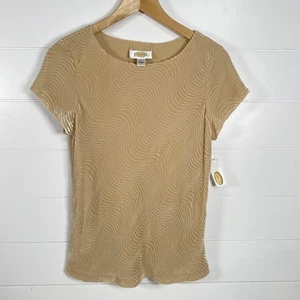 Talbots Shirt Womens 4 Textured Swirl Velvet Silk Blend Short Sleeve Top Blouse - Picture 1 of 13