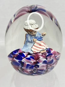 Joe Rice Sulphide Betsy Ross Sewing the US Flag Paperweight 1993 LE July 4th - Picture 1 of 7