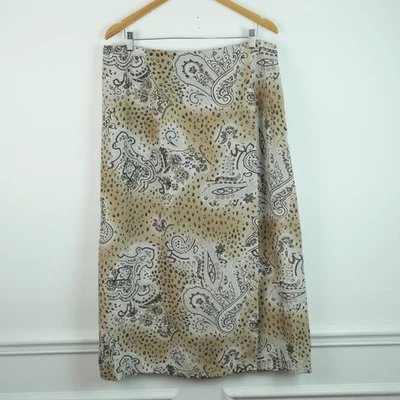 Falda midi vintage talla 18 100 % seda imitación envoltura cachemira boho Y2K preppy lujo Foto 1 de 4