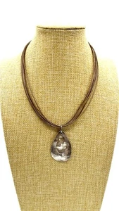 Silpada 925 Sterling Silver Gold Leather Pendant Necklace N1802 - Picture 1 of 4
