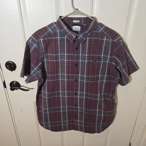 Columbia Regular Fit Mens Large Cotton Blend Plaid Button Up Shirt Short Sleeve - Picture 1 of 5