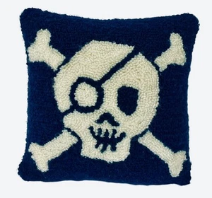 Pottery Barn Kids Pillow Skull & Crossbones Halloween Skeleton 12”x12” -RARE - Picture 1 of 7