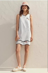 Anthropologie Maeve Sleeveless Tiered Mini Dress Fish Beaded Size S NWT 🐟 - Picture 1 of 7