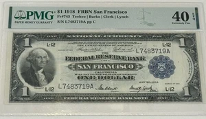 1918 Federal Reserve Note (Fr#743) - $1 PMG XF40 San Francisco Beautiful - Picture 1 of 2
